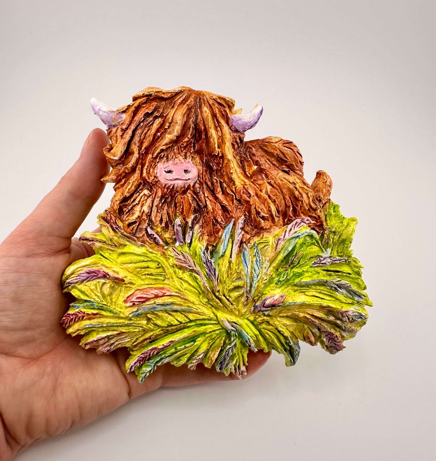 Highland cow ceramic wall art
