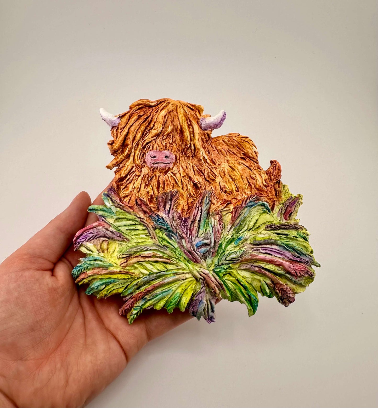 Highland cow ceramic wall art