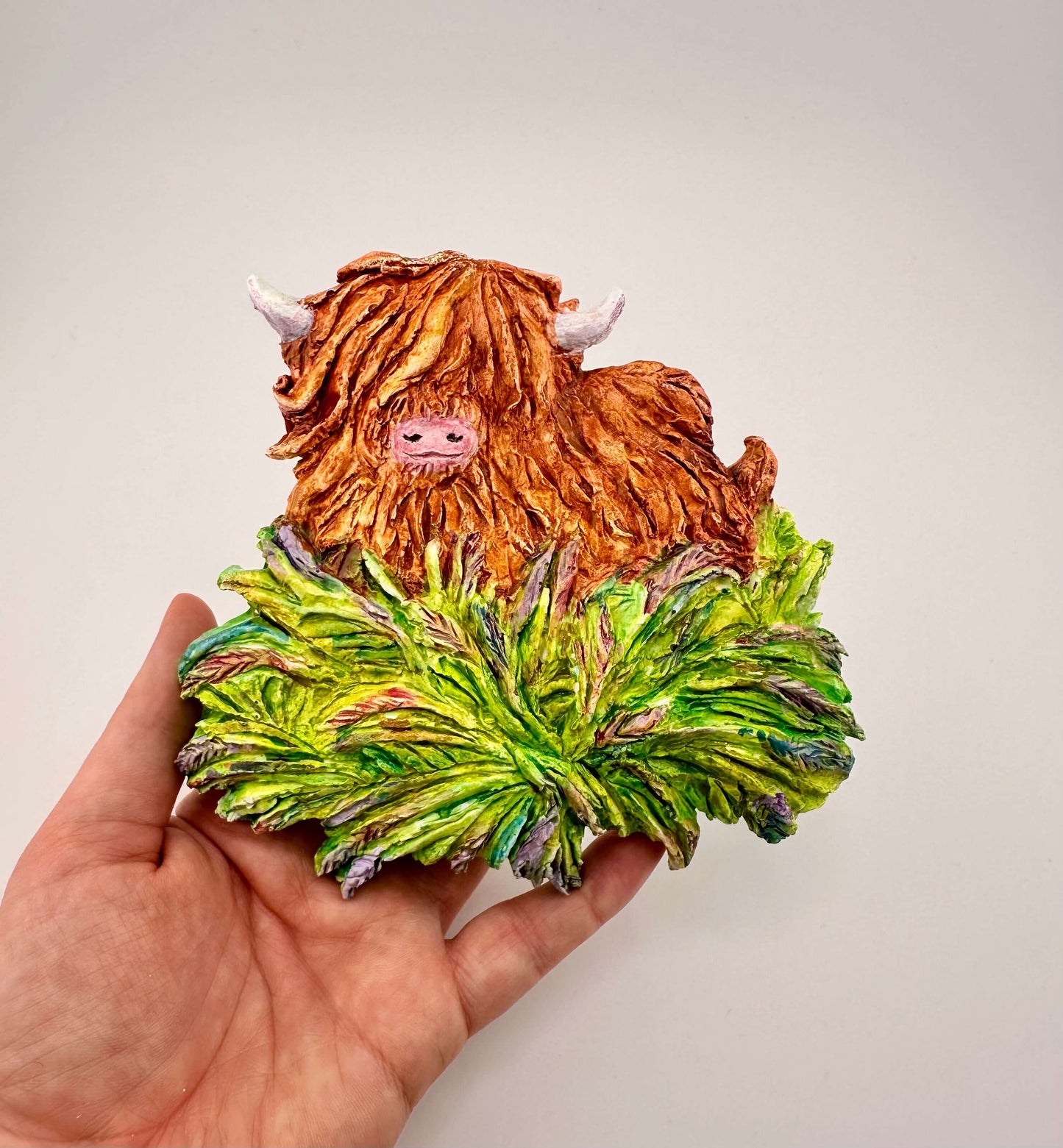 Highland cow ceramic wall art