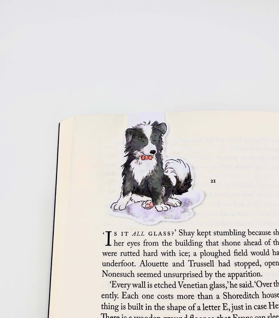 Collie puppy bow tie magnetic bookmark