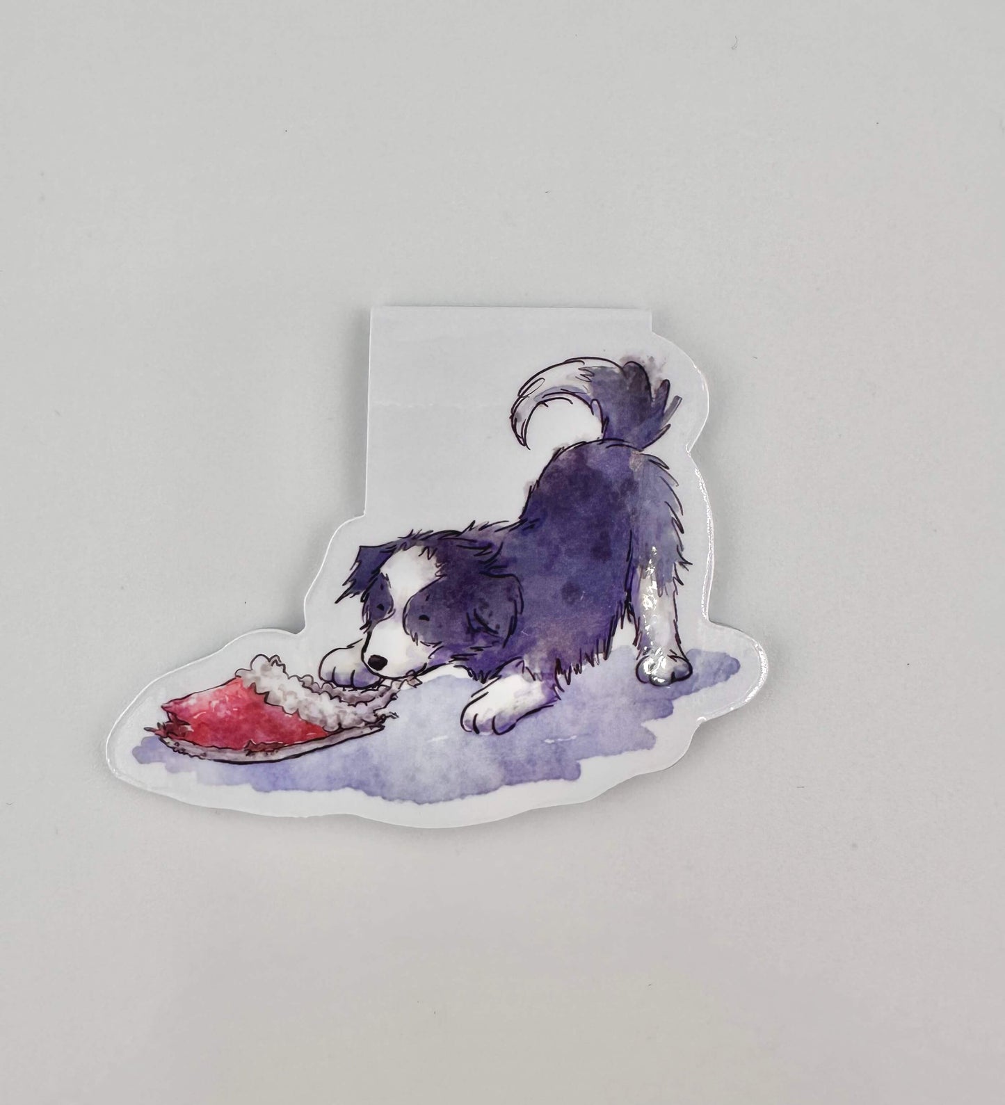 Collie puppy with slipper magnetic bookmark
