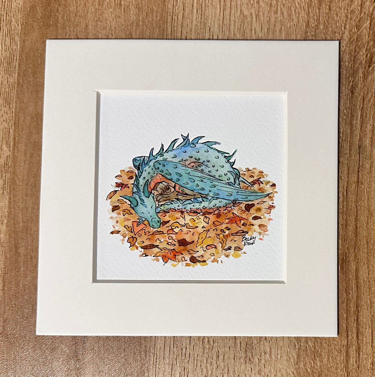 Sleepy autumn dragon mini Illustration