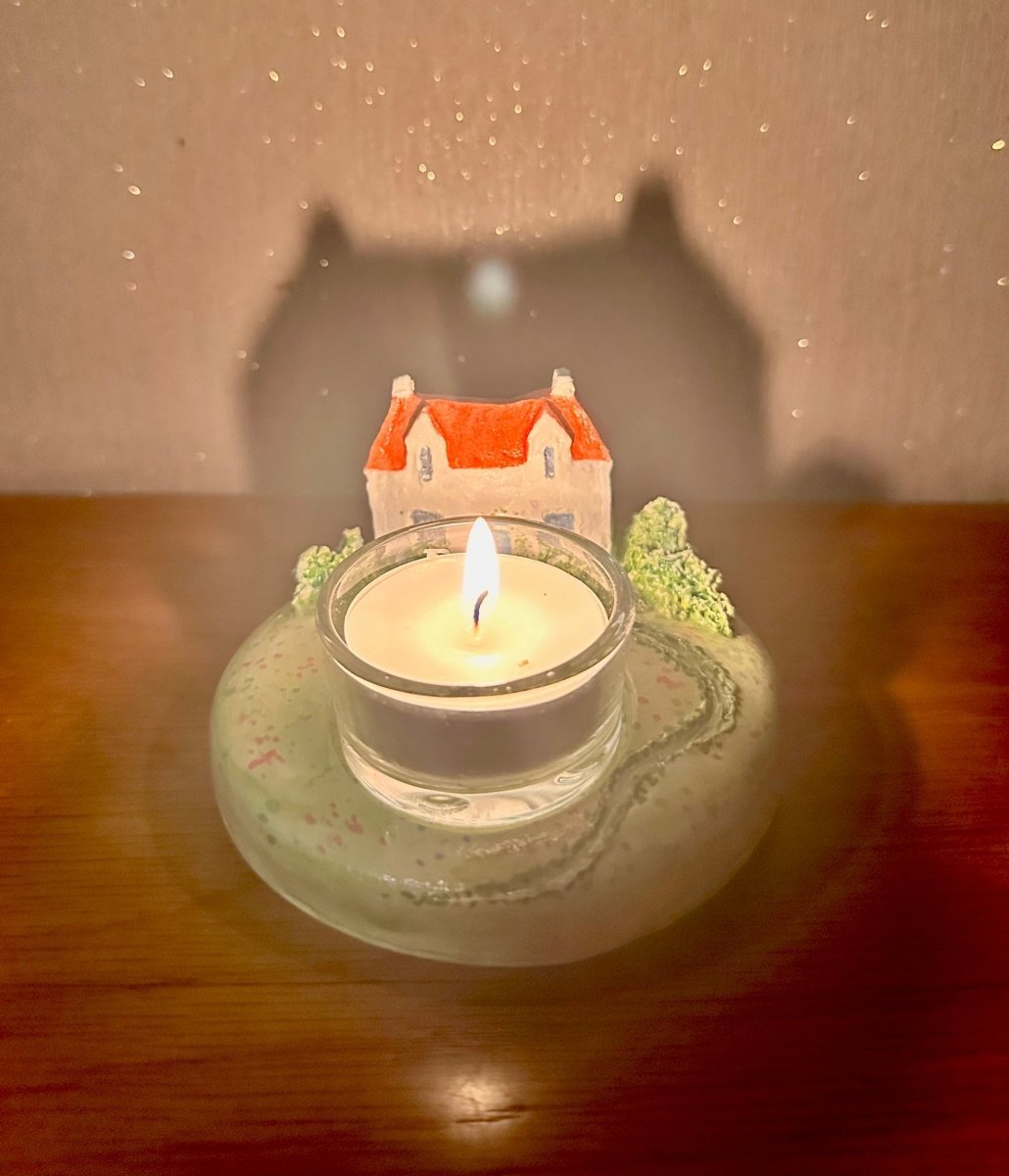 Scottish white house ceramic tealight holder - Stout Crafted