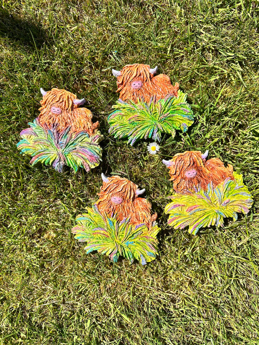 Highland cow ceramic wall art