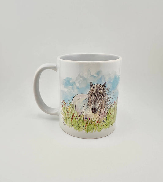 Highland pony in summer mugs and coasters