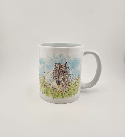 Highland pony in summer mugs and coasters