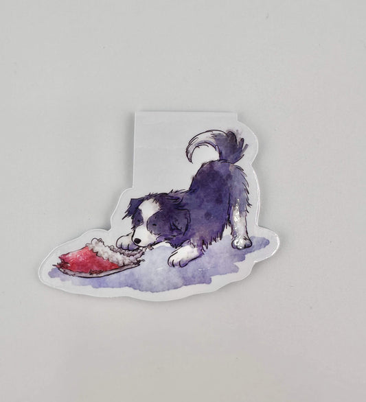 Collie puppy with slipper magnetic bookmark