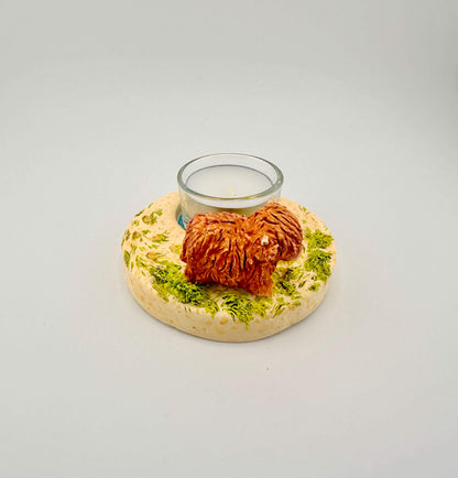 Highland cow ceramic tealight holder