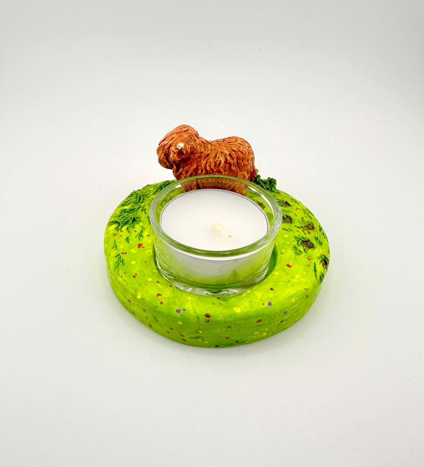 Highland cow ceramic tealight holder