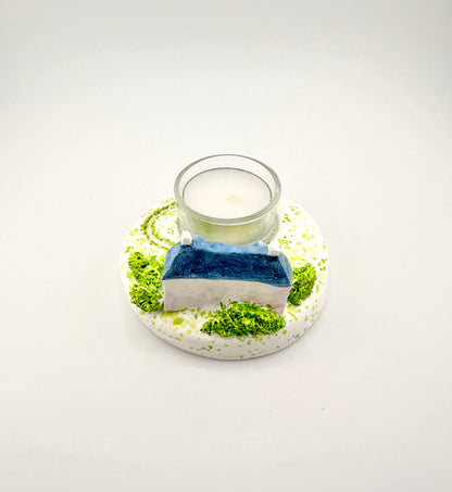 Scottish white house ceramic tealight holder