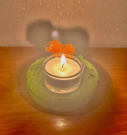 Highland cow ceramic tealight holder