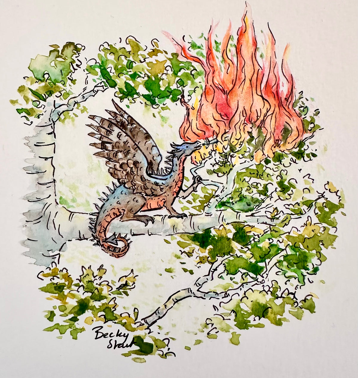 Woodland dragon mini Illustration