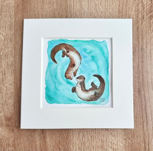 Playing otters mini print