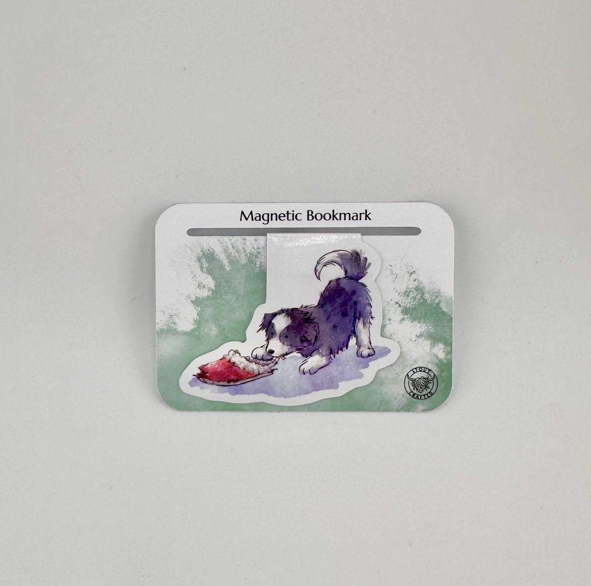 Collie puppy with slipper magnetic bookmark - Stout Crafted