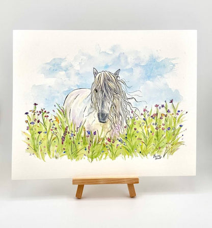 Highland Pony Amongst Wildflowers Illustration - Stout Crafted