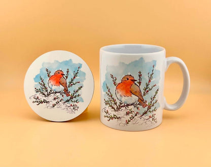 Robin mugs and coasters - Stout Crafted