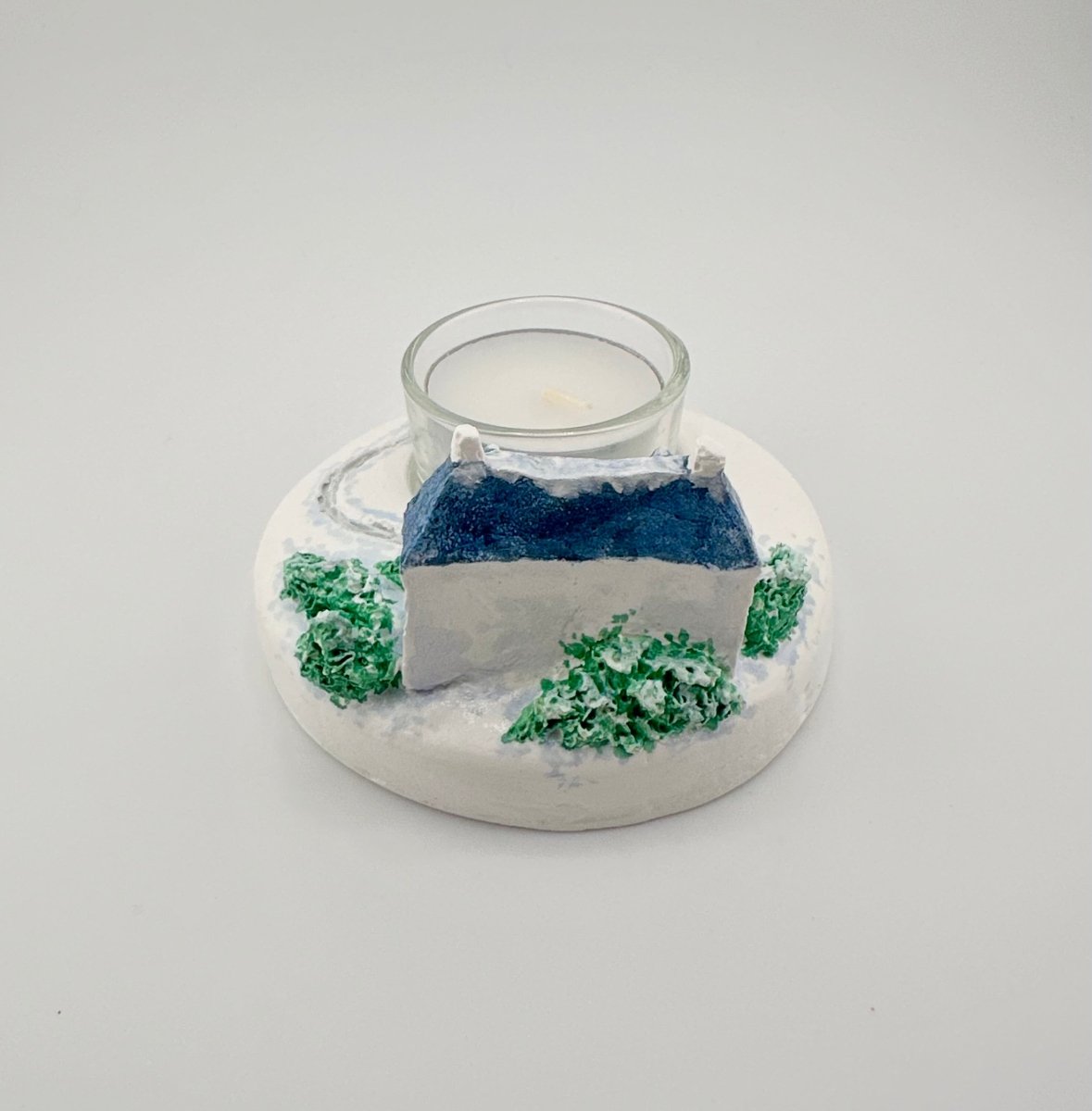 Scottish white house ceramic tealight holder - Stout Crafted