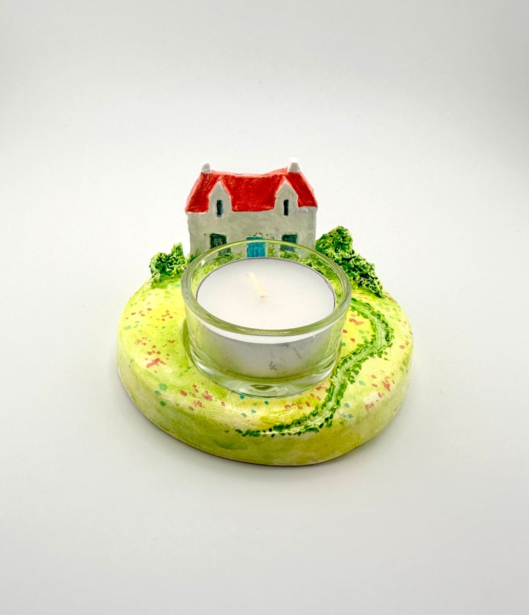 Scottish white house ceramic tealight holder - Stout Crafted