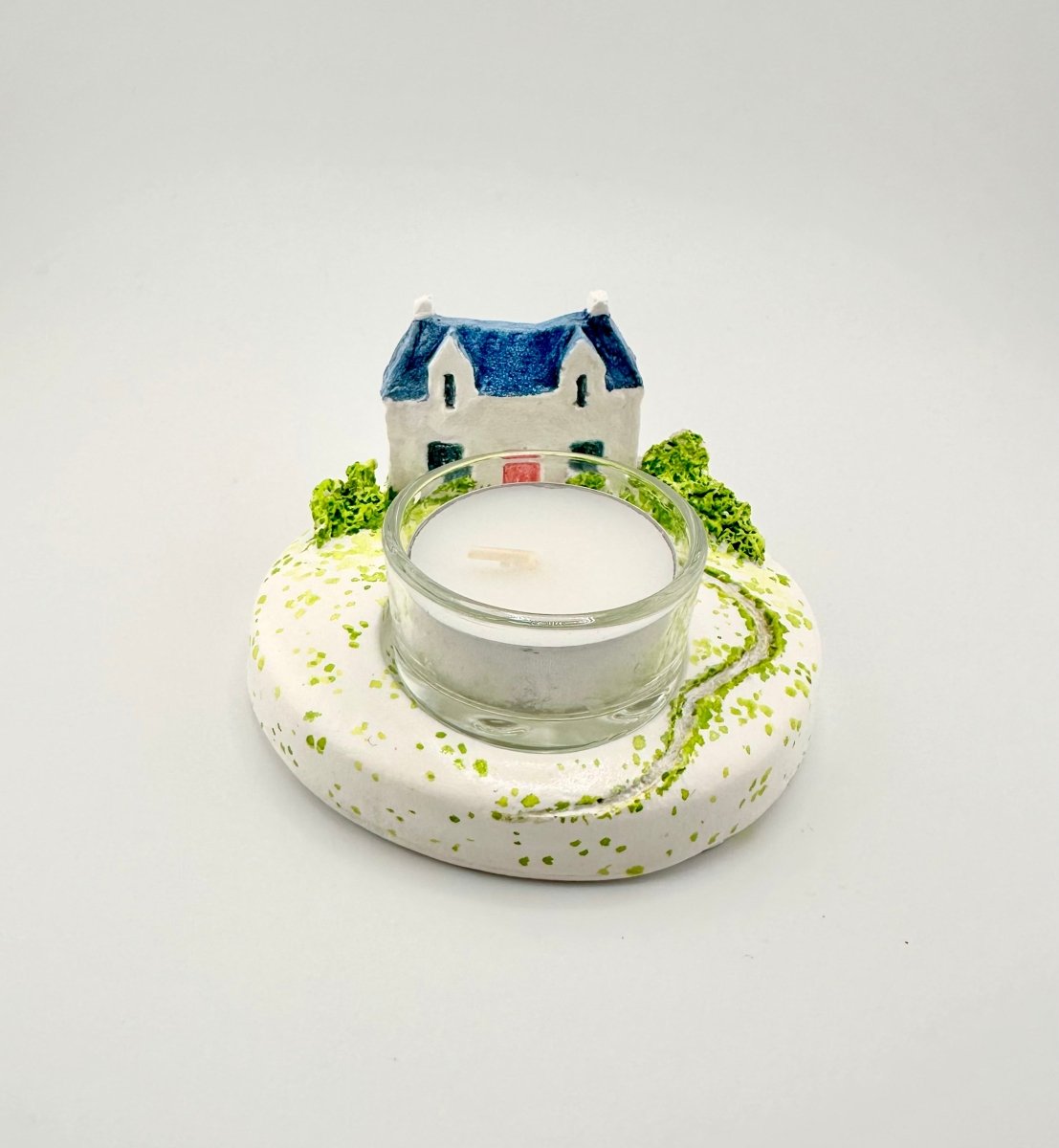 Scottish white house ceramic tealight holder - Stout Crafted