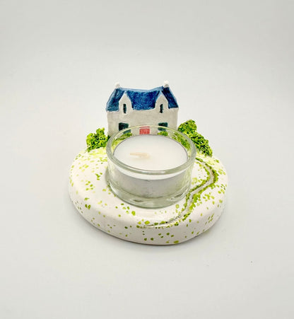 Scottish white house ceramic tealight holder - Stout Crafted