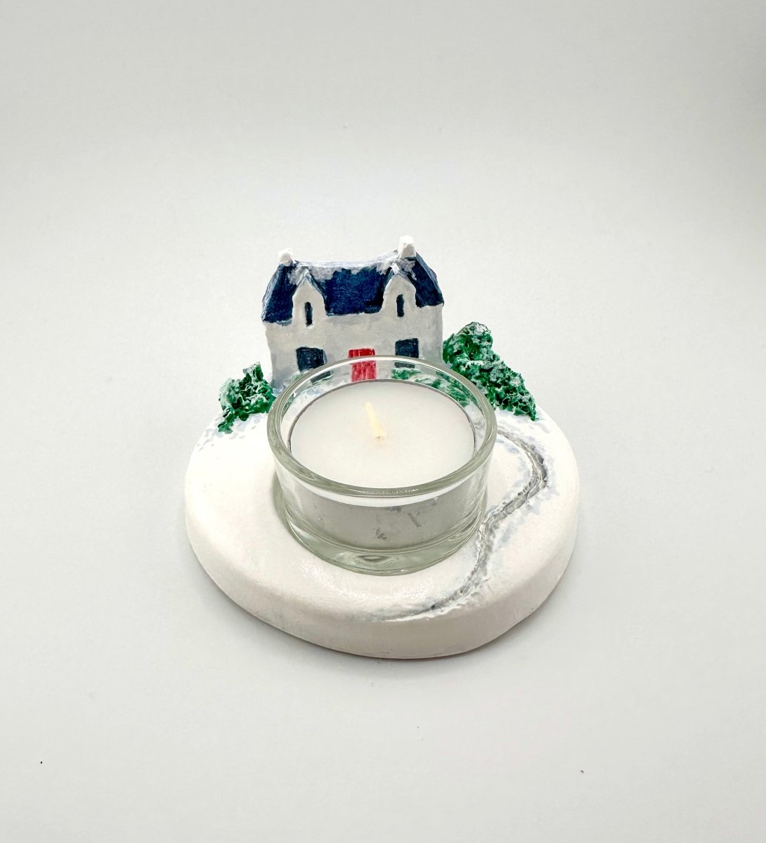 Scottish white house ceramic tealight holder - Stout Crafted