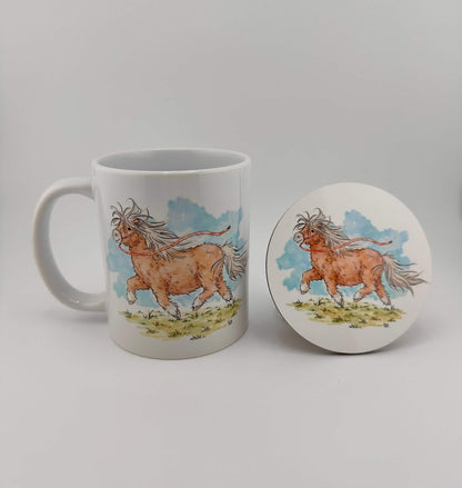 Shetland pony mugs and coasters - Stout Crafted