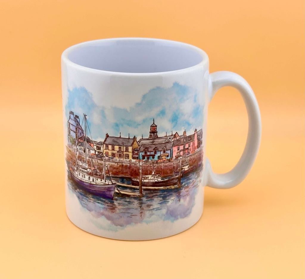Stornoway harbour mugs and coasters - Stout Crafted