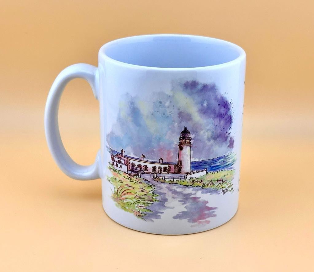 Tiumpan Head lighthouse mugs and coasters - Stout Crafted
