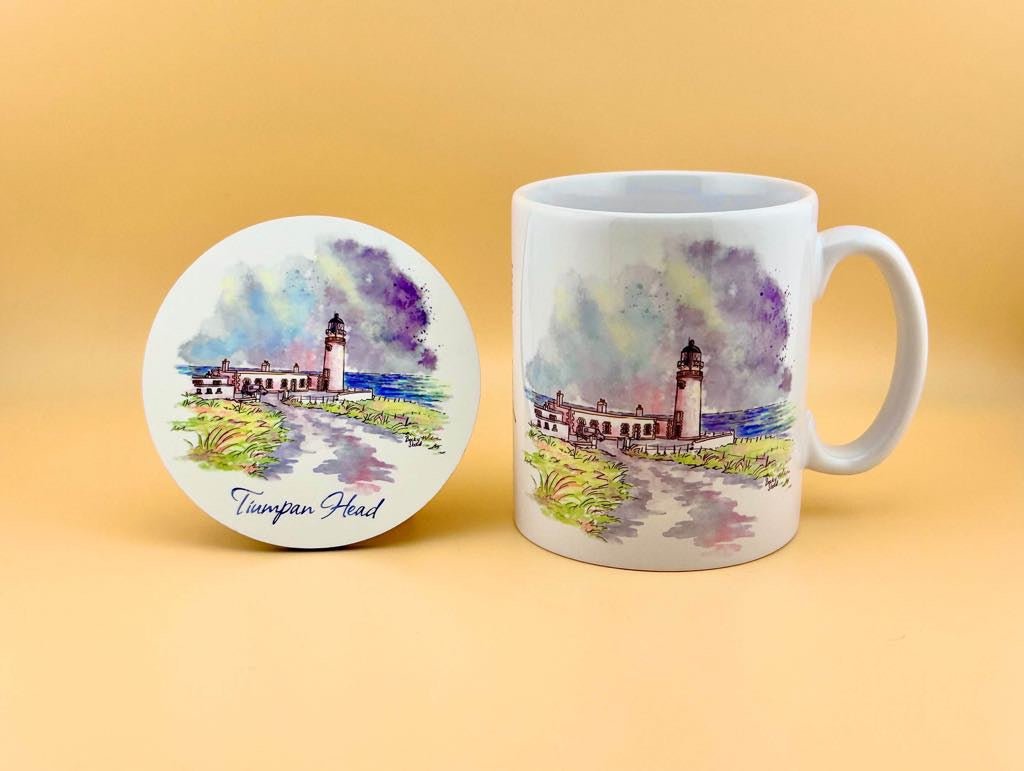Tiumpan Head lighthouse mugs and coasters - Stout Crafted