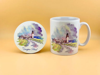 Tiumpan Head lighthouse mugs and coasters - Stout Crafted