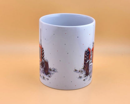 Winter tractor mugs and coasters - Stout Crafted