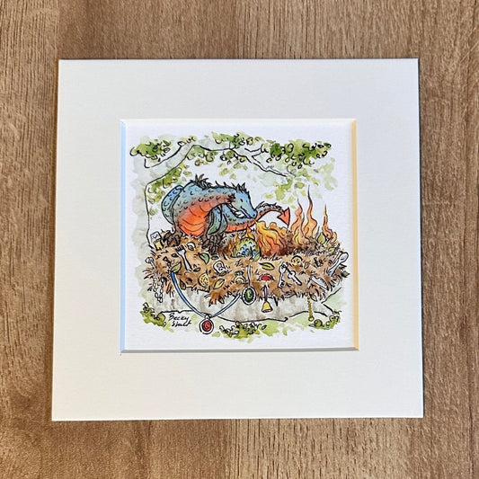 Woodland dragon with nest mini Illustration - Stout Crafted